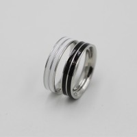Cincin titanium hitam putih salur Couple,Free ukir nama