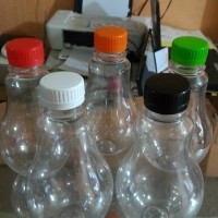 Jual Botol / Jar Plastik Unik Bohlam Kopi Susu Teh Tarik 300 ML Murah