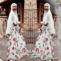 ORI EPROJECT GAMIS BERGO FATIMAH SYARI FLOWER WHITE BAJU MURAH-MI