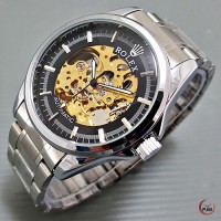 Jual Rolex-Skeleton-Gunners-SilverBlack Murah