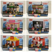 Jual lego hsanhe mini street Fast Food and Cafe plus minifigure set lengkap Murah