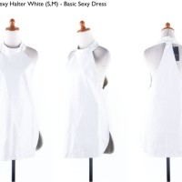 Basic Mini Dress Halter Neck Putih Polos Import Murah, Limited