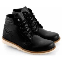 Sepatu Kets Boot Pria Cowok Casual Sneakers Tali EW432 Hitam