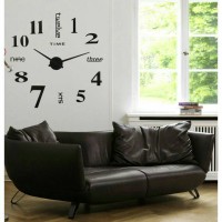 Jual DIY Giant Wall Clock Alpha Number / Jam Dinding Besar Silver & Black Murah