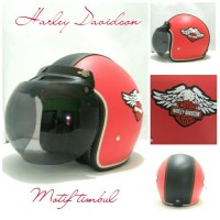 Helm Bogo Retro Kulit Timbul Klasik Motif Harley Davidson