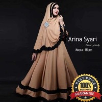 Gamis Syari Cantik Arina Mocca Hitam MURAH