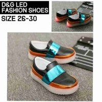 Sepatu LED D&G Black Orange Blue Sepatu Lampu D and G