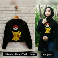 Jual Jaket Pikachu Pockeball Crop Sweater Black Pokemon Hitam Murah