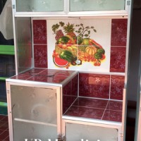 Rak Piring Lemari Dapur Box Kaca Keramik ( Dua ) Pintu Pipa Kecil
