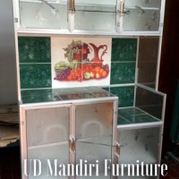 Rak Piring Lemari Dapur Box Kaca Keramik 3 ( Tiga ) Pintu Pipa Kecil