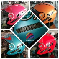 Helm KYT Mine solid + 2 blok nama alphabet (9 huruf x 2 set)