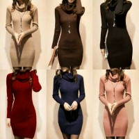 Jual knitted turtleneck dress for women's Murah