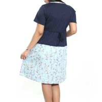 Baju Hamil Dress Bolero Bunga Ceplok - Biru Trendy