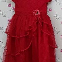 gaun pesta bayi perempuan merah dres DRESS BAJU PESTA ANAK BRUKAT ROSE