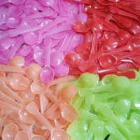 Jual Sendok Puding Kecil Warna / Jelly / Ice Cream / Plastik Tebal Murah
