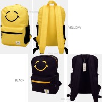 Keep Smiling Canvas Backpack Tas Punggung Resleting Kanvas Lucu Murah