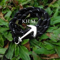 Jual Gelang Tali Prusik / Paracord Bracelet Hitam Motif putih Murah