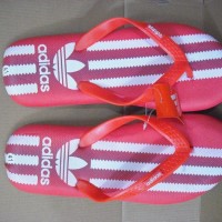 SANDAL JEPIT Pantai Adidas Bunga Garis Red