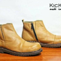 Jual Sepatu Boots Pria Kickers Boot Safety BRV Tan Brown Buck Leather Murah