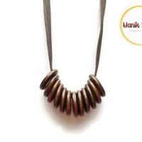 Jual Kalung Wanita Unik Etnik Manik Kayu Donat Panjang 70cm Murah