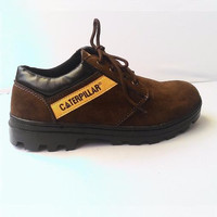 SEPATU BOOTS MURAH SAFETY PRIA CATERPILLAR PENDEK COKLAT TUA