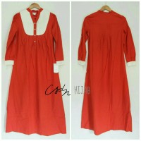 Gamis Oranye Bata Model Kancing Depan Merk Le Couture Variasi Lipit