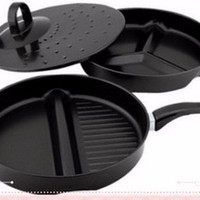 Jual divided pan set 3 in 1 DOS ORANGE ORI wonder devided panci teflon 2set Murah