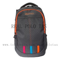 Jual Tas Real Polo 6357 Grey +Raincover Daypack/Ransel/Kuliah/Kantor Murah