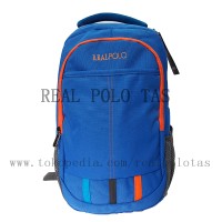 Jual Tas Real Polo 6357 Blue +Raincover Daypack/Ransel/Kuliah/Kantor Murah