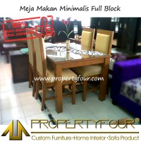 Meja Makan + model Minimalis + 4 kursi kayu + kayu pinus