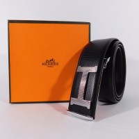TALI/IKAT PINGGANG KULIT PRIA | HERMES H818 SILVER BLACK