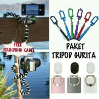 paket 3in1 tripod mini gurita fleksible tongsis and Ringstand polos