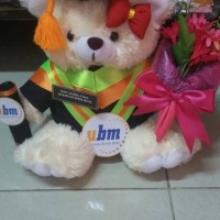 Jual boneka wisuda teddy bear cream 27cm + buket bunga Murah