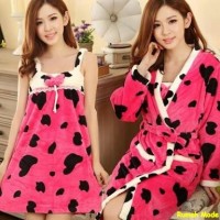 Set cardi dress cow/stelan modern murah/baju tidur polos/import/AL