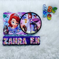 jam dinding anak tema karakter sofia the first/ bikin nama