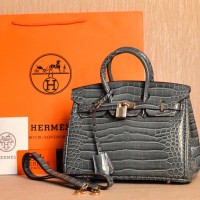 Tas Hermes Birkin 25 Croco Alligator ABU ABU Semi Premium H102B