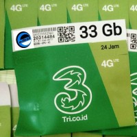 Jual kartu perdana internet 3 tri three aon 33gb 3gb + 30gb 4G LTE 3 gb Murah