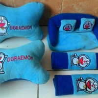 Jual Bantal Mobil 3in1 DORAEMON / Sandaran Kepala Headrest CarSet 3in1 Biru Murah
