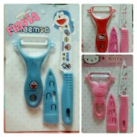 Jual pisau dapur mini set karakter lucu doraemon dan hello kitty Murah