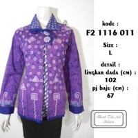 blus batik tulis asli f21116011 / atasan kerja belah muslim ungu L
