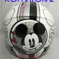 HELM DEWASA MDS R3 MICKEY CLASSIC LOVE WHITE SILVER HALF FACE CARTOON