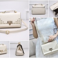tas clutch shoulder bag putih hitem biru warna warni charles and keith