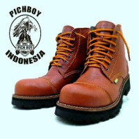 sepatu pichboy underground 7 hole safety boots tan kulit asli