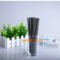 Jual paper straw motif polkadot hitam / sedotan pesta / sedoran kertas Murah