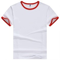 Jual Kaos Polos Katun Pria Lengan Pendek List Merah XYZ27 Murah