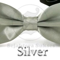 Jual dasi kupu kupu silver satin silk cocok utk pesta acara formal Murah