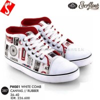 Sale! Sepatu Boots Wanita Putih Like Converse Kets Snaeker Gir Kere