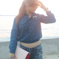 Jual Flanel crop shirt Murah