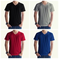 Jual Kaos Polos V-Neck Murah Kualitas Terbaik Ukuran XXXL