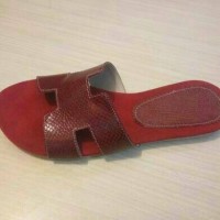 Jual sandal kulit sapi asli sendal flat teplek wanita model hermes Murah